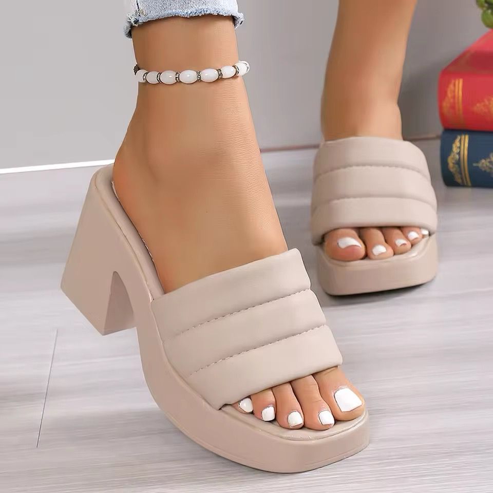 High Heel Chunky Block Heel Sandal