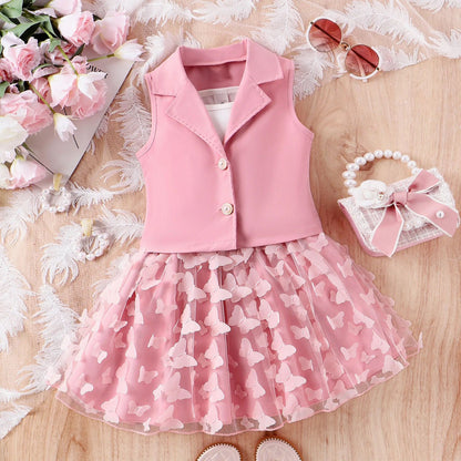 Pink Vest with Ruffle Skirt