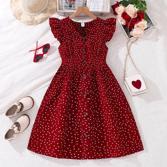 Red Dotted Flare Dress