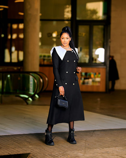 Majestic Classic six Buttoned Black Dress