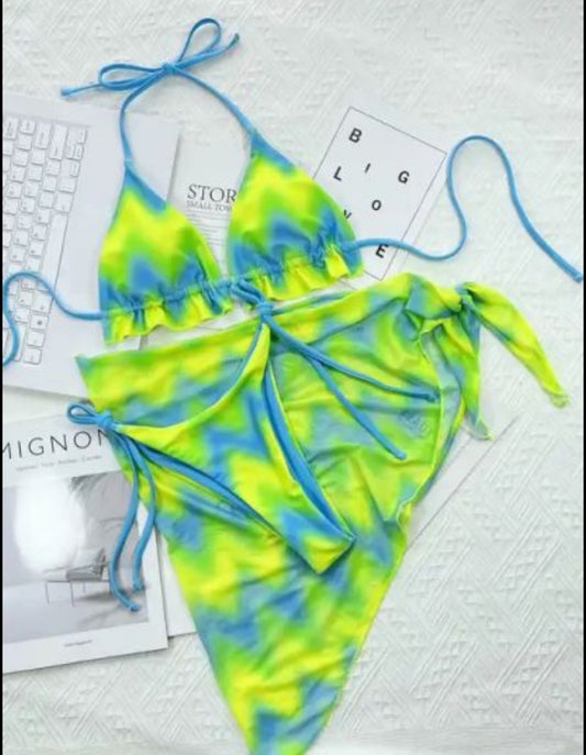 3PC Blue Green Bikini