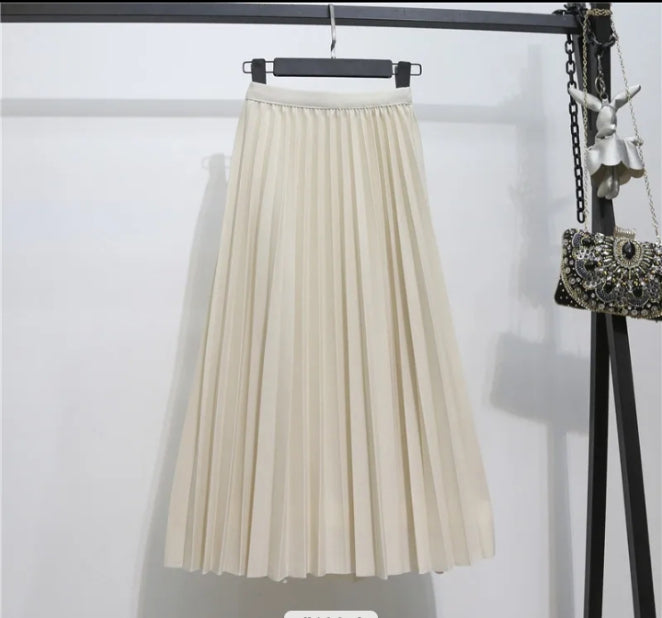 Pleated White Skirt