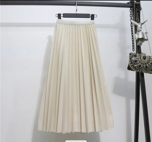 Pleated White Skirt